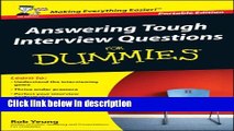 Books Answering Tough Interview Questions for Dummies Free Online