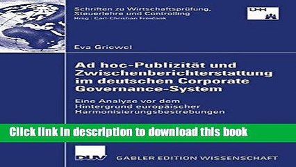 PDF  Ad hoc-PublizitÃ¤t und Zwischenberichterstattung im deutschen Corporate Governance-System: