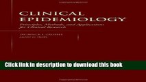 Read Clinical Epidemiology: Principles, Methods, And Applications For Clinical Research Ebook Free