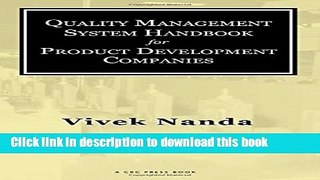 Books Quality Management System Handbook for Product Development Companies Free Online