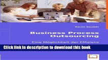 Ebook Business Process Outsourcing: Eine MÃ¶glichkeit der Effizienz (German Edition) [Paperback]