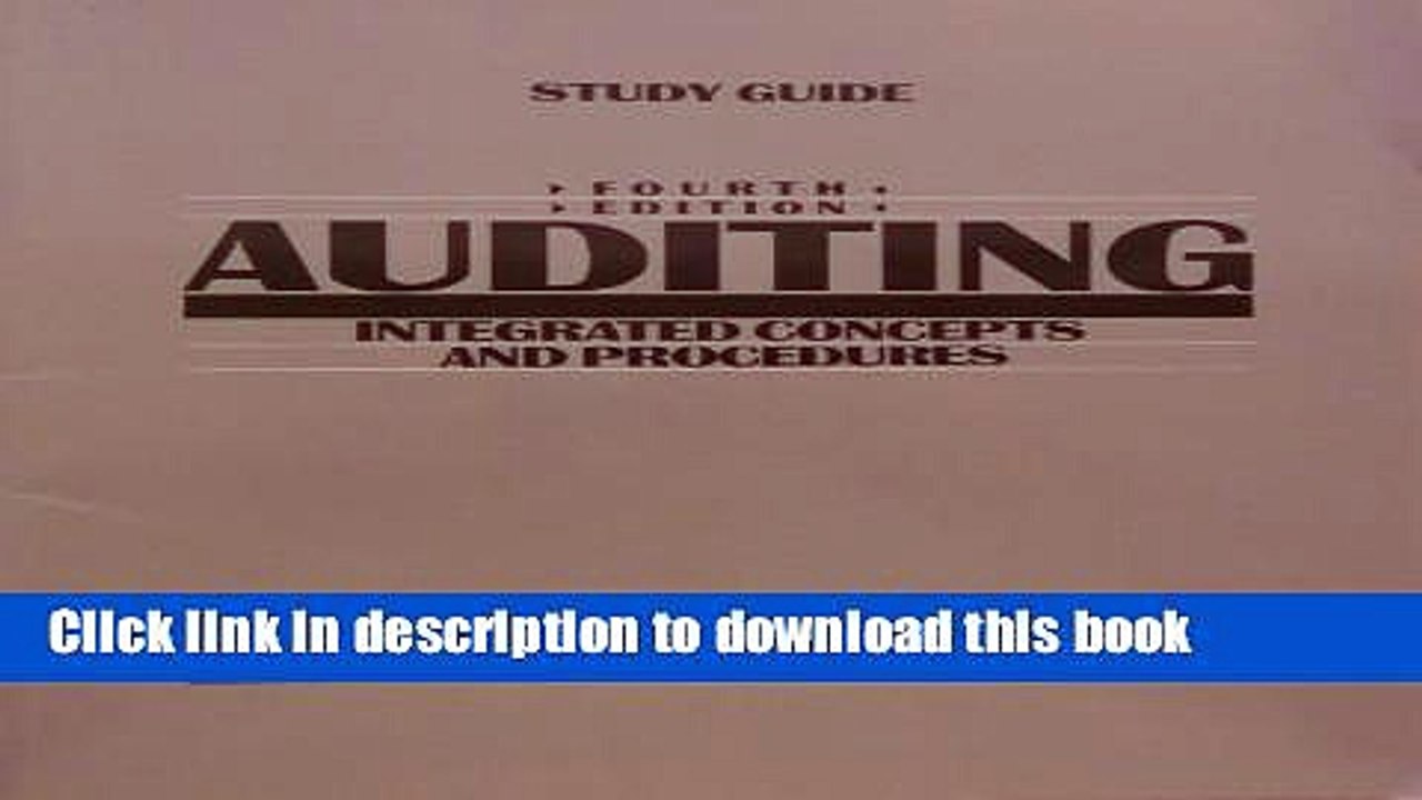 PDF  Auditing, Study Guide: Integrated Concepts and Procedures  Online