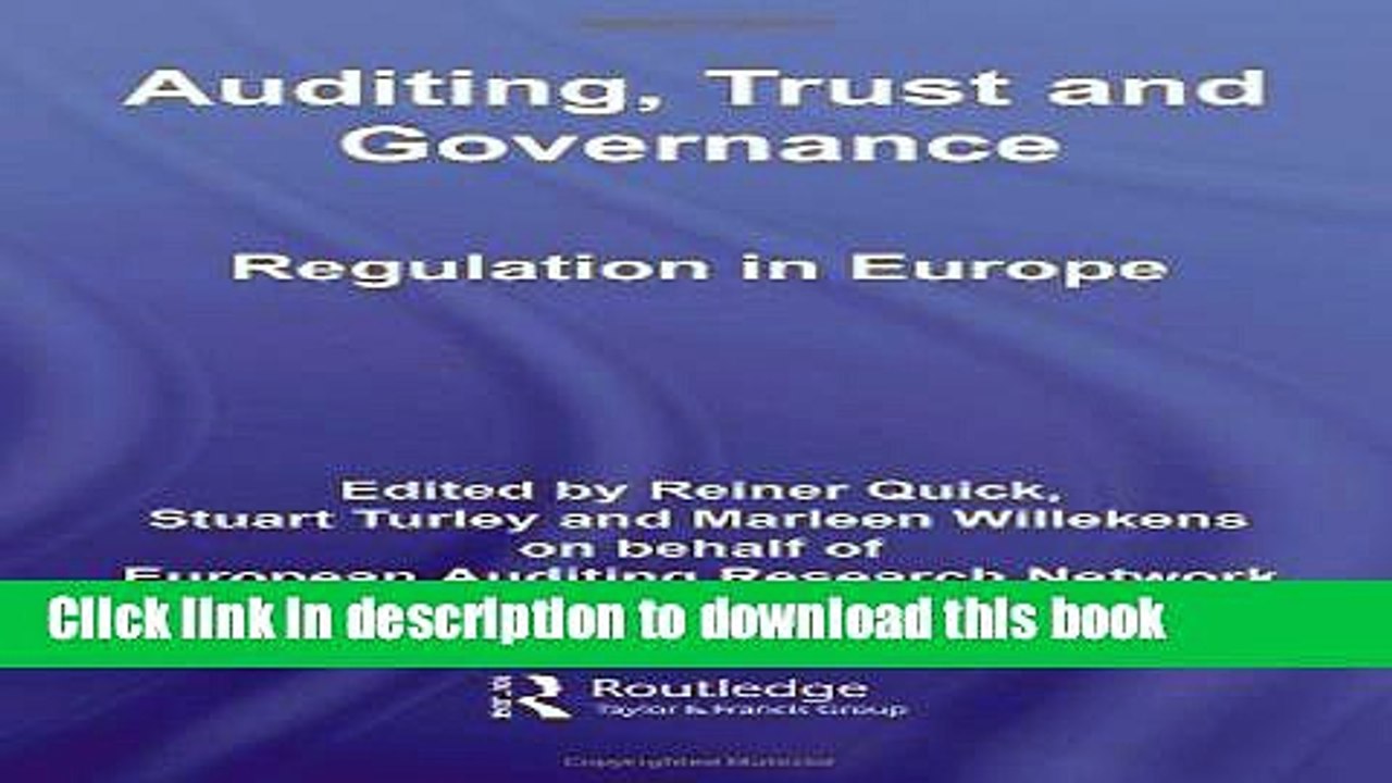 PDF  Auditing, Trust and Governance: Developing Regulation in Europe  Free Books