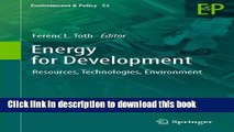 Ebook Energy for Development: Resources, Technologies, Environment Free Online