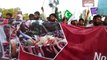بھارتی وزیر خارجہ راج ناتھ سنگھ سارک ممالک کی کانفرنس کے سلسلے میں اسلام آباد آمد پر احتجاج