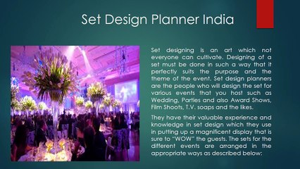 Set Design Planner in India- To Design Your Dream