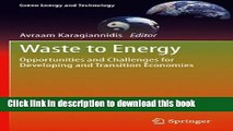 Ebook Waste to Energy: Opportunities and Challenges for Developing and Transition Economies Full