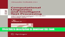 Books Computational Linguistics and Intelligent Text Processing: 12th International Conference,