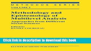 Read Methodology and Epistemology of Multilevel Analysis: Approaches from Different Social