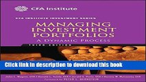 Books Managing Investment Portfolios: A Dynamic Process Free Online