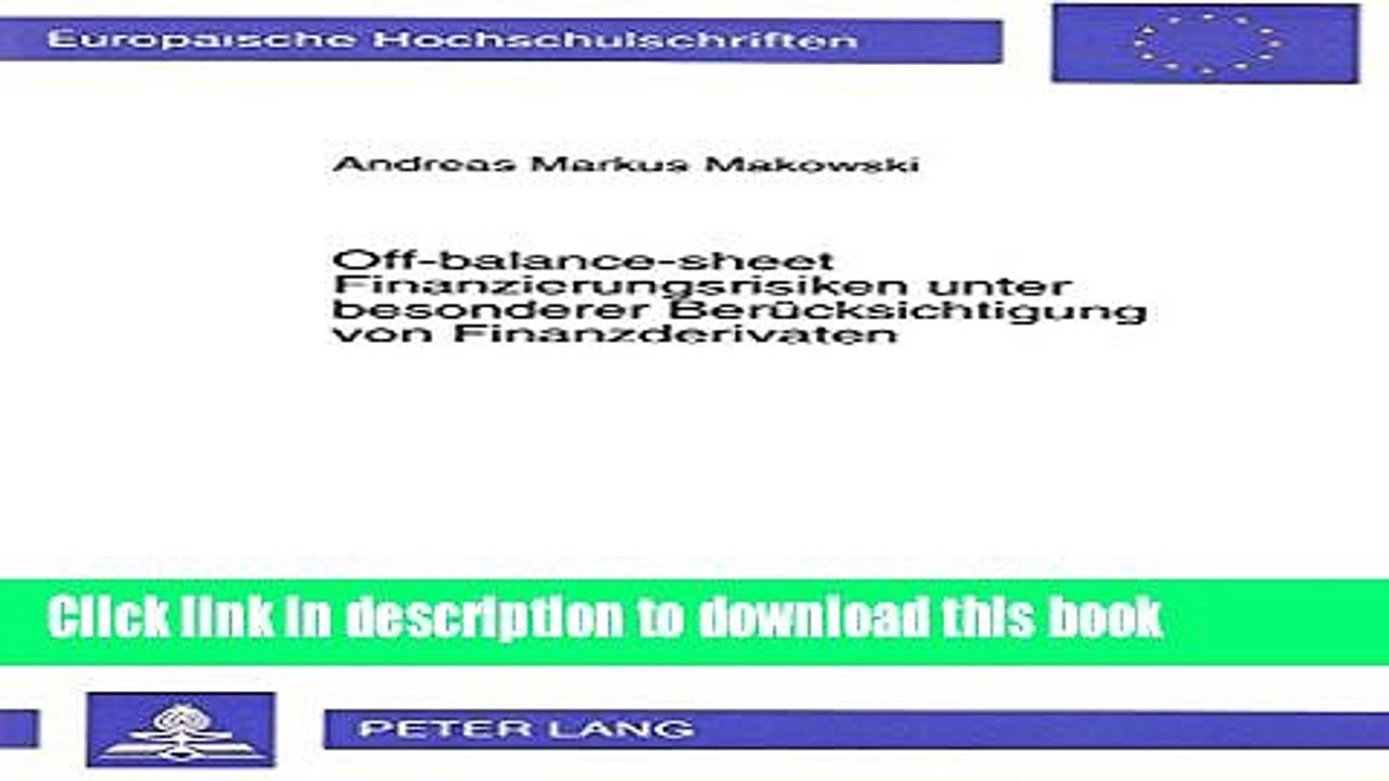 Download  Off-balance-sheet Finanzierungsrisiken unter besonderer BerÃ¼cksichtigung von