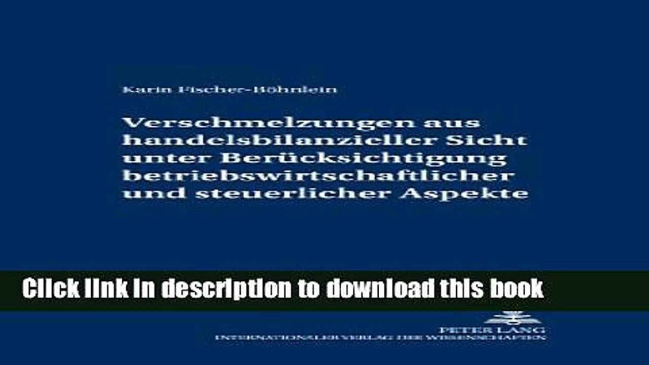 Download  Verschmelzungen aus handelsbilanzieller Sicht unter BerÃ¼cksichtigung