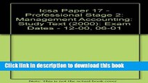 Books Icsa Paper 17 - Professional Stage 2: Management Accounting: Study Text (2000): Exam Dates -