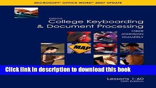 Books Gregg College Keyboarding   Document Processing (GDP); Microsoft Word 2007 Update, Lessons