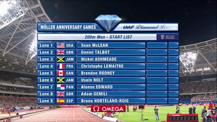 200m H - DL Londres, 22 juillet 2016 (Bolt 19''89)