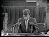 John F. Kennedy speaking at the 1956 Democratic Nations Convention.