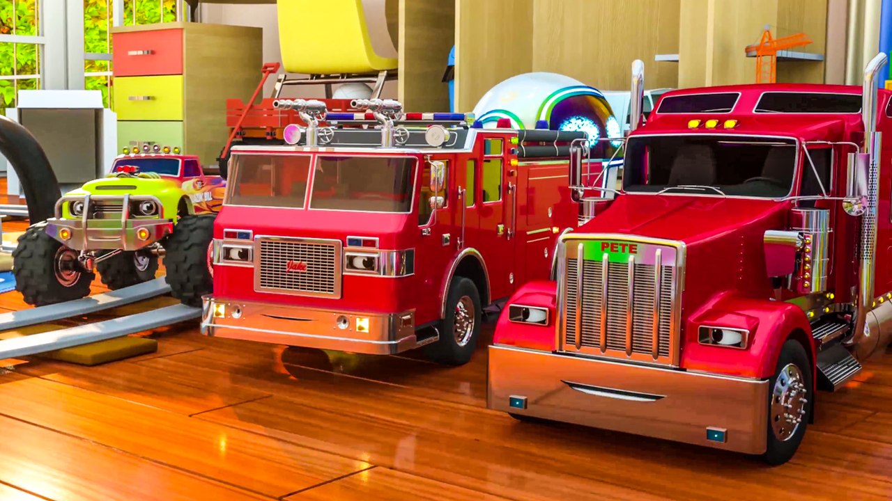 Мультики про машинки для мальчиков. Пожарная машина. Учим цвета и раскрашиваем стены Видео 4K