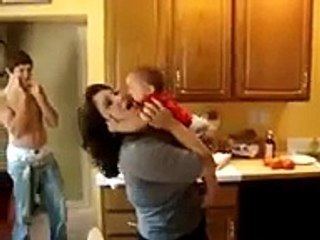 Funny Baby Kissing Attack On Mom!!