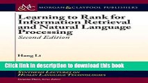Books Learning to Rank for Information Retrieval and Natural Language Processing: Second Edition