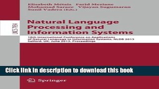 Ebook Natural Language Processing and Information Systems: 18th International Conference on