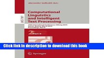 Ebook Computational Linguistics and Intelligent Text Processing Free Online