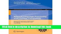 Ebook Natural Language Processing and Chinese Computing: Second Ccf Conference, Nlpcc 2013,