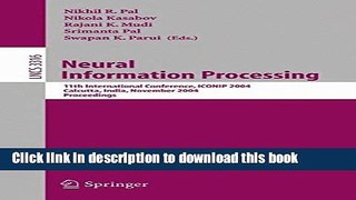 Ebook Neural Information Processing: 11th International Conference, ICONIP 2004 Calcutta, India,