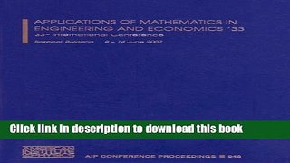 Books Applications of Mathematics in Engineering and Economics 33: 33rd International Conference