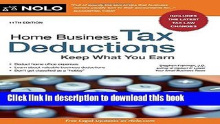 Ebook Home Business Tax Deductions: Keep What You Earn Free Online