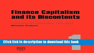 Ebook Finance Capitalism and Its Discontents Full Online