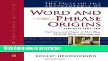 Ebook The Facts on File Encyclopedia of Word and Phrase Origins (Writers Reference) Full Download