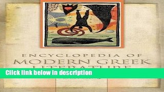 Ebook Encyclopedia of Modern Greek Literature Free Online