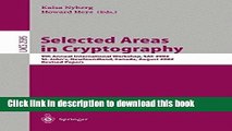 Books Selected Areas in Cryptography: 9th Annual International Workshop, SAC 2002, St. John s,