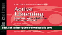 Books Active Listening: Improve Your Ability to Listen and Lead (J-B CCL (Center for Creative