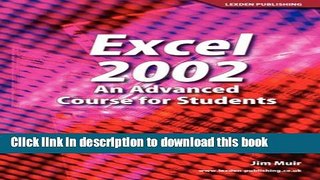 Books Excel 2002: An Advanced Course For Students Free Online