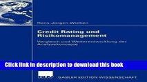 [PDF] Credit Rating Und Risikomanagement : Vergleich Und Weiterentwicklung Der Analysekonzepte