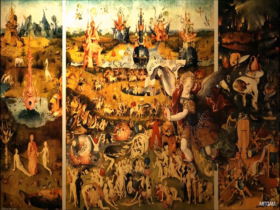 sS. MIGUEL ARCANJO COM PINTURAS DE HIERONYMUS BOSH.