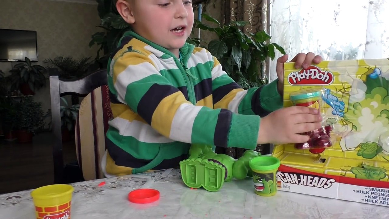 Халк и Железный человек пластилин Плей до Play Doh Hulk Smashdown Can Heads Mark