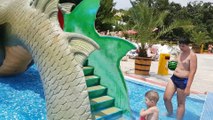Water Park for kids with giant Snake Dragon. Video from KIDS TOYS CHANNEL