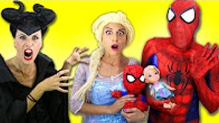 Baby Frozen Elsa & Baby Spiderman Are Kidnapped w\ Cinderella, Joker Fireman, Venom Superhero in Real Life