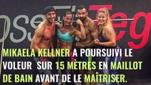 Vêtue d'un bikini, cette policière maîtrise de façon musclée son voleur !