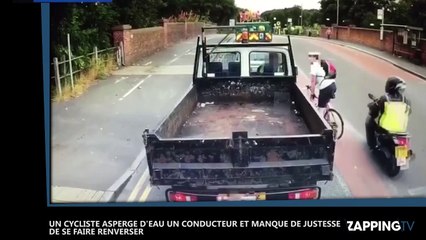 Un cycliste asperge d’eau un conducteur et manque de justesse de se faire renverser