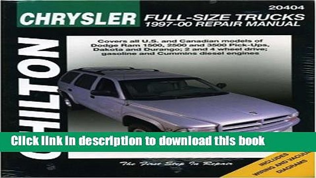 PDF CHRYSLER Full-Size Trucks, 1997-00 (Chilton s Total Car Care Repair Manual) Free Books