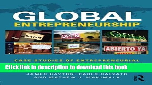 PDF Global Entrepreneurship: Case Studies of Entrepreneurial Firms Operating around the World