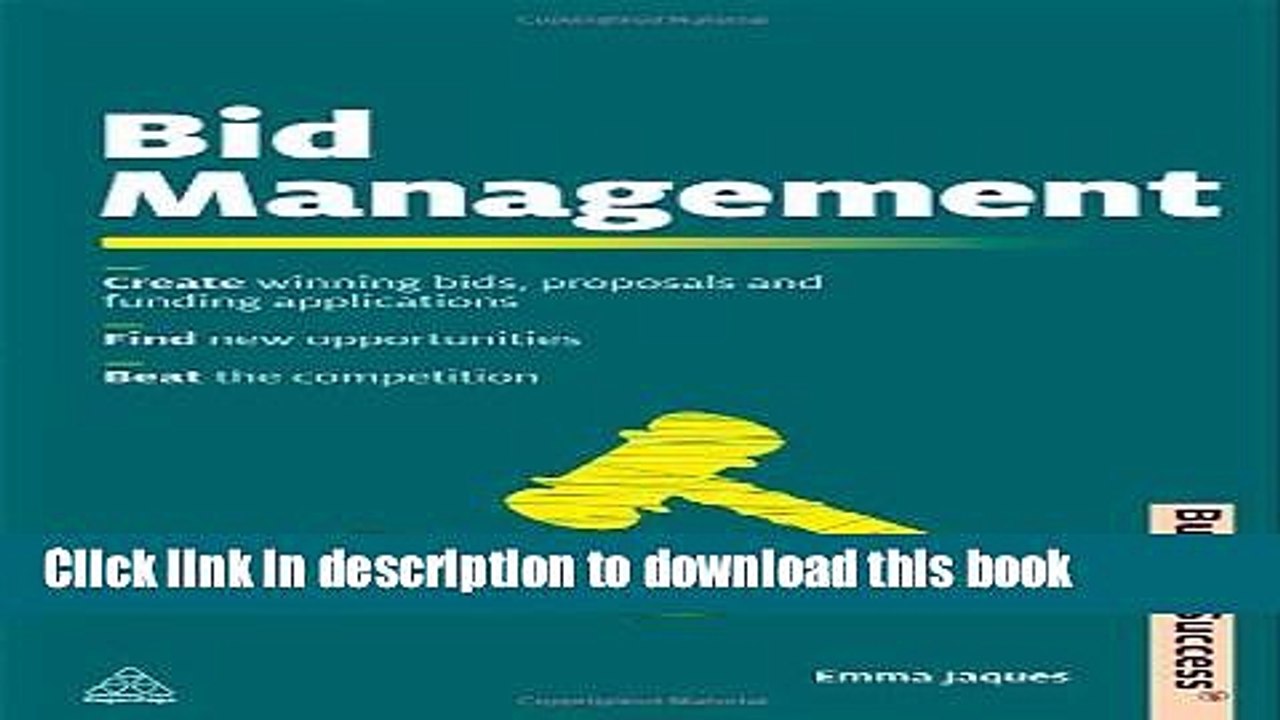PDF  Bid Management: A No-nonsense Guide to Writing Successful Bids Proposals and Funding