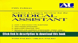 Books Appleton   Lange s Review for the Medical Assistant Full Online