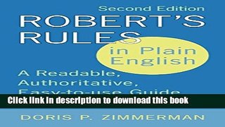Books Robert s Rules in Plain English: A Readable, Authoritative, Easy-to-Use Guide to Running
