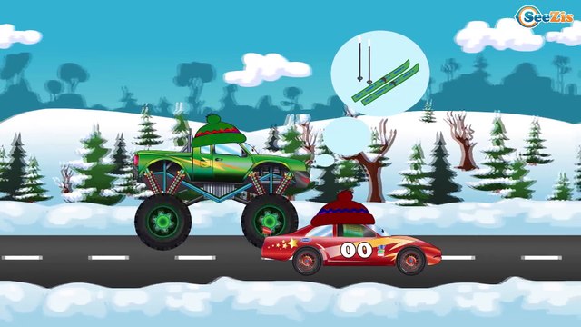 Мультфильмы для детей Зимние Гонки Гоночная Машинка и другой транспорт для малышей Мультики