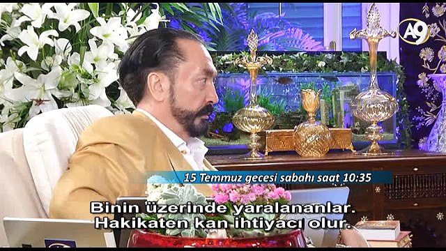 Saat 10:35 Adnan Oktar darbe girişimi gecesi ‘yaralılar için kan ihtiyacı olabilir herkes yardımcı olsun’ dedi.