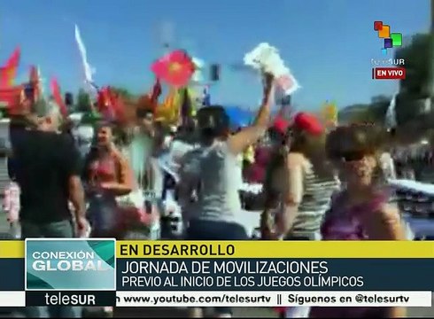 Miles de brasileños protestan contra Temer en Rio de Janeiro